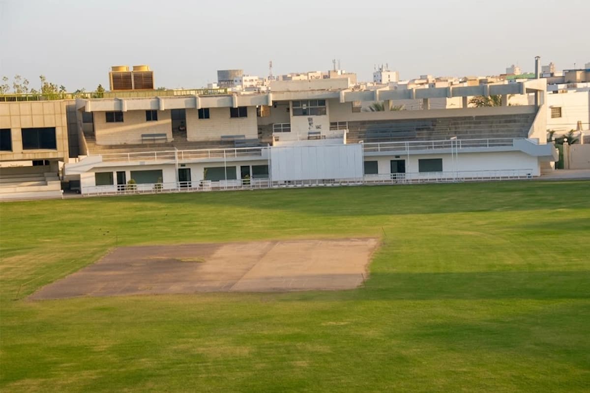 Cricket stadium pavilion view