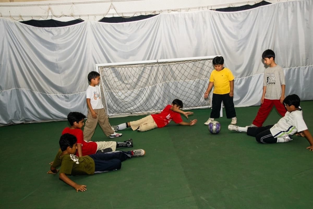 Children practising football
