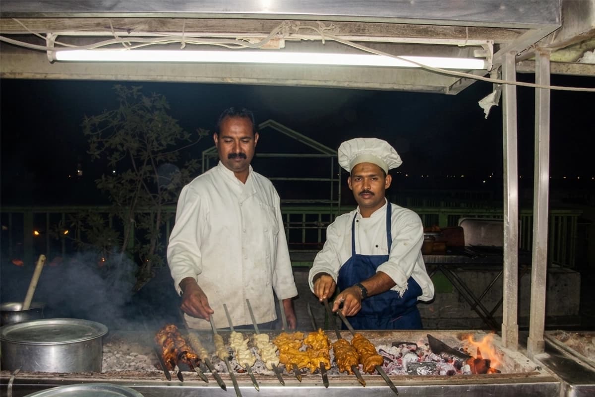 Rooftop bbq area kebab grill