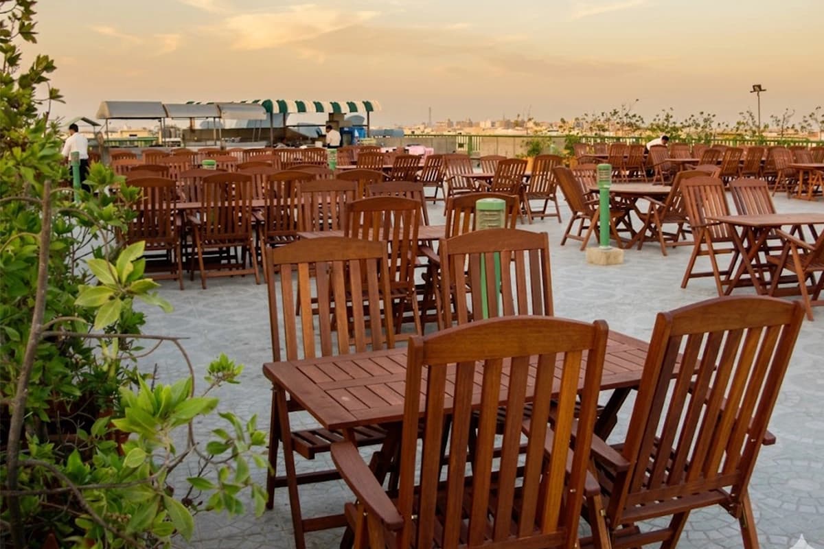 Rooftop bbq area open air seating