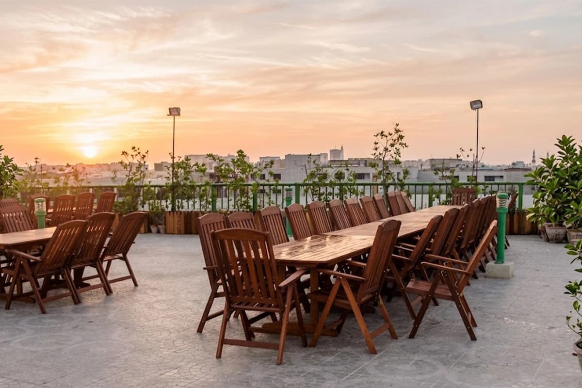 Rooftop bbq area sunset view