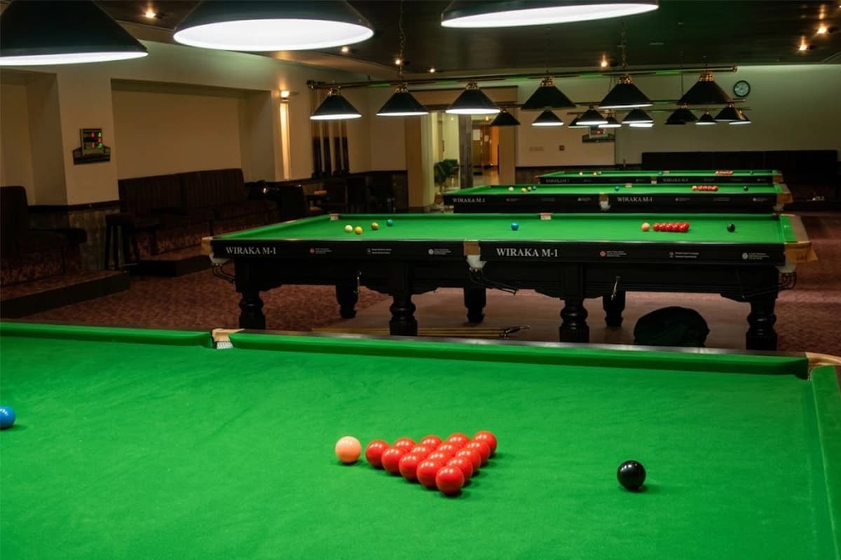 Snooker room racked balls