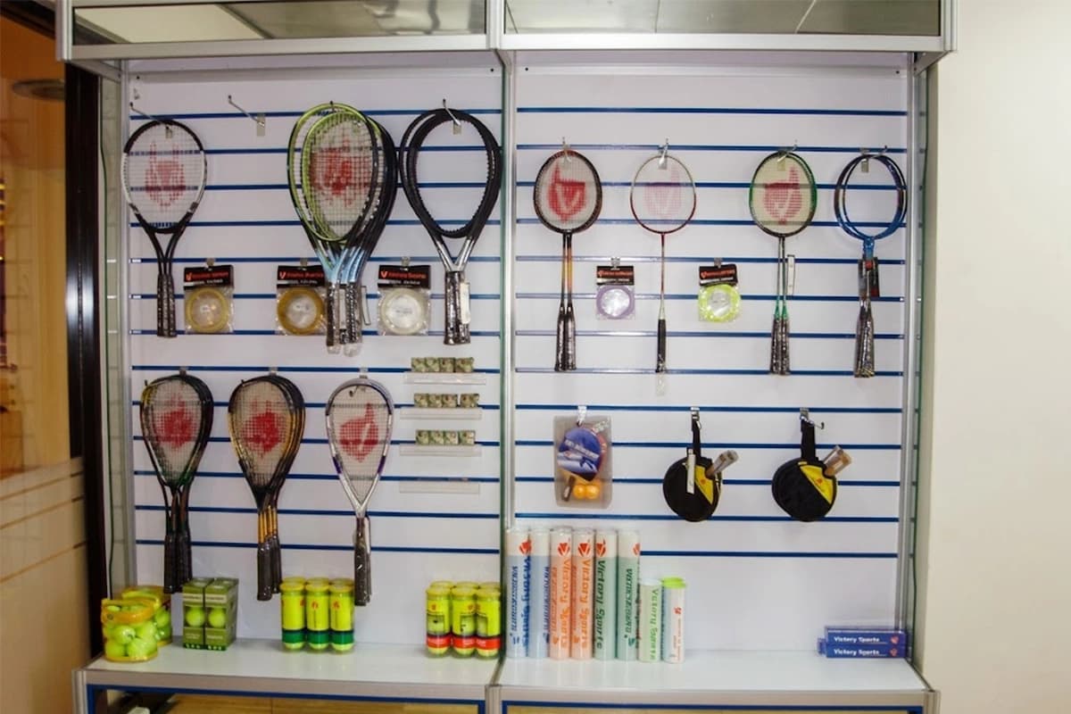 Victory sports shop racket display